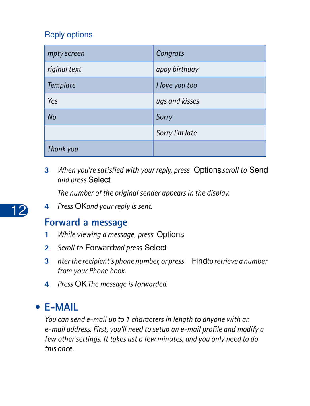 Nokia 6340 specifications Forward a message, Mail, Reply options 