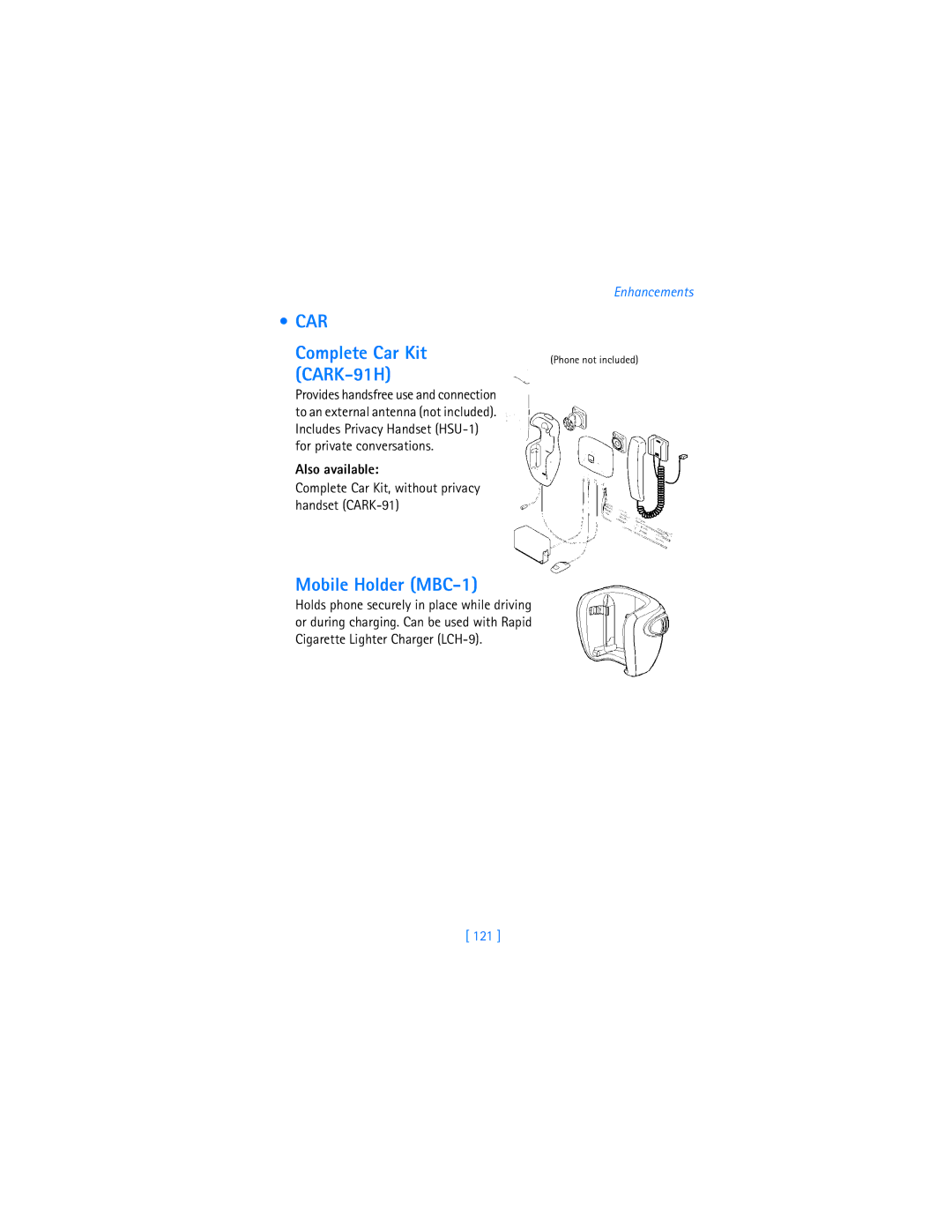 Nokia 6340i Complete Car Kit CARK-91H, Mobile Holder MBC-1, Complete Car Kit, without privacy handset CARK-91, 121 