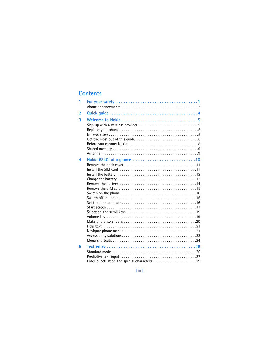 Nokia 6340i warranty Contents 