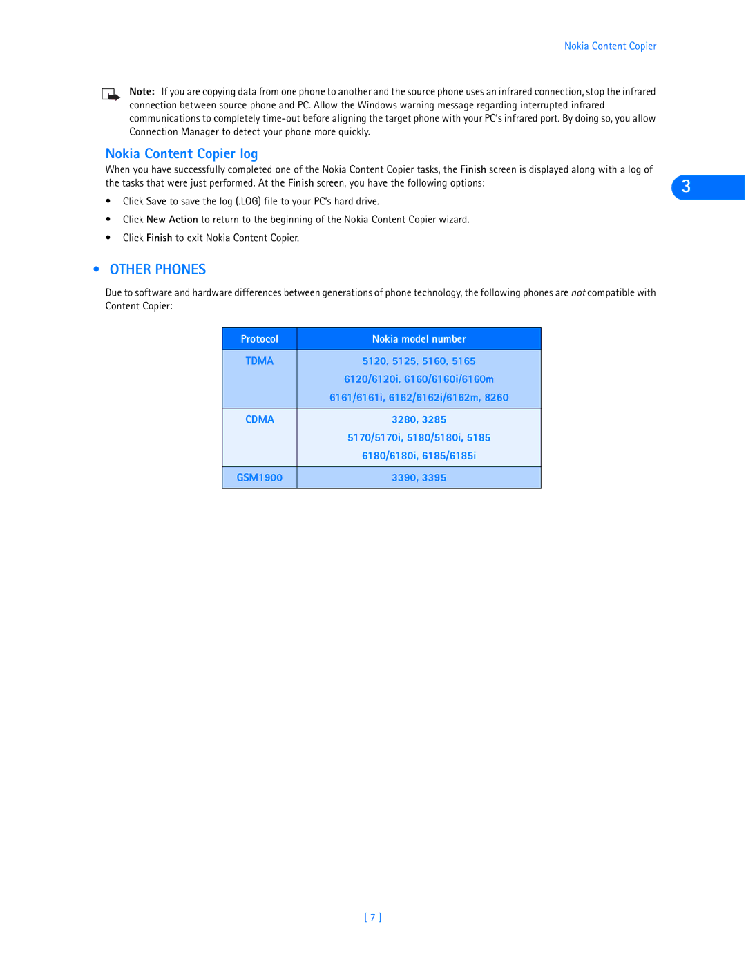 Nokia 6360 manual Nokia Content Copier log, Other Phones 