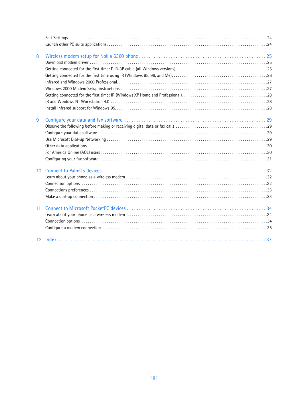 Nokia manual Wireless modem setup for Nokia 6360 phone 