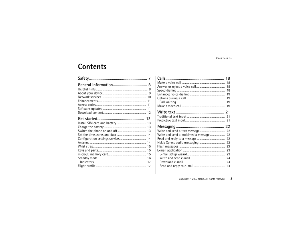 Nokia 6500 Slide manual Contents 