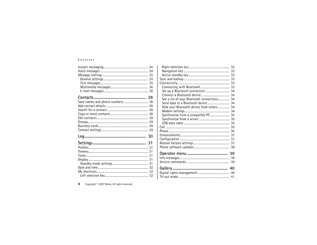 Nokia 6500 Slide manual Operator menu 