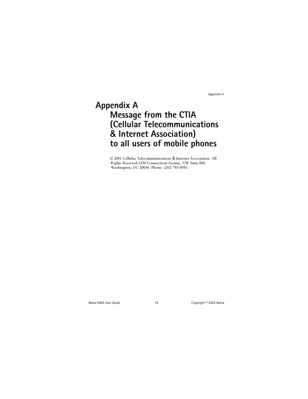 Nokia 6585 manual Appendix a 