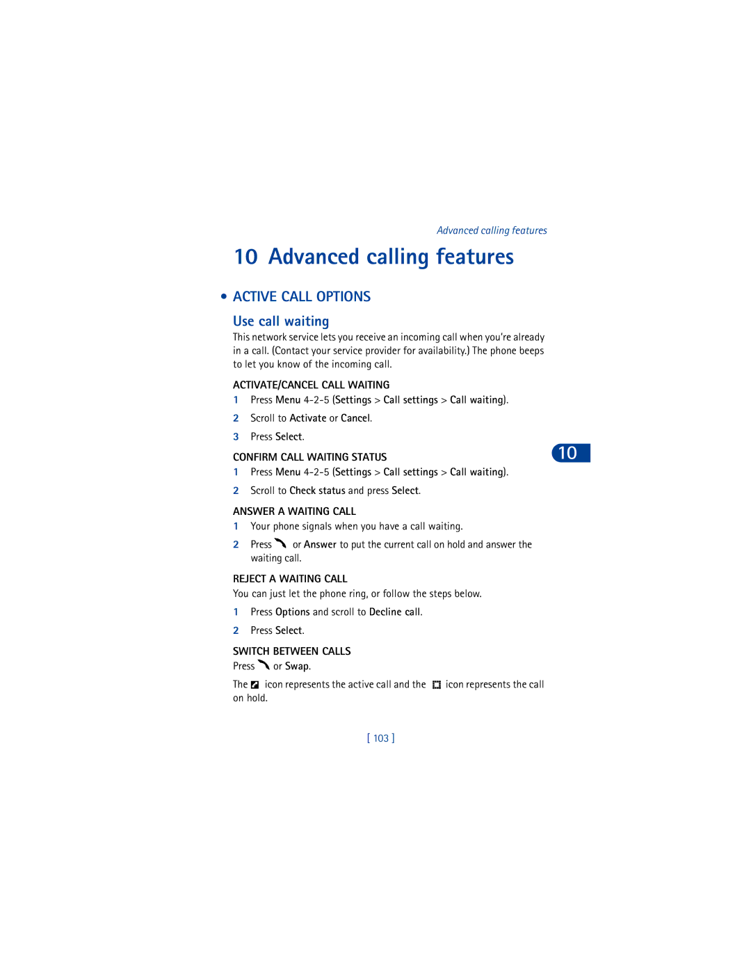 Nokia 6590 warranty Advanced calling features 