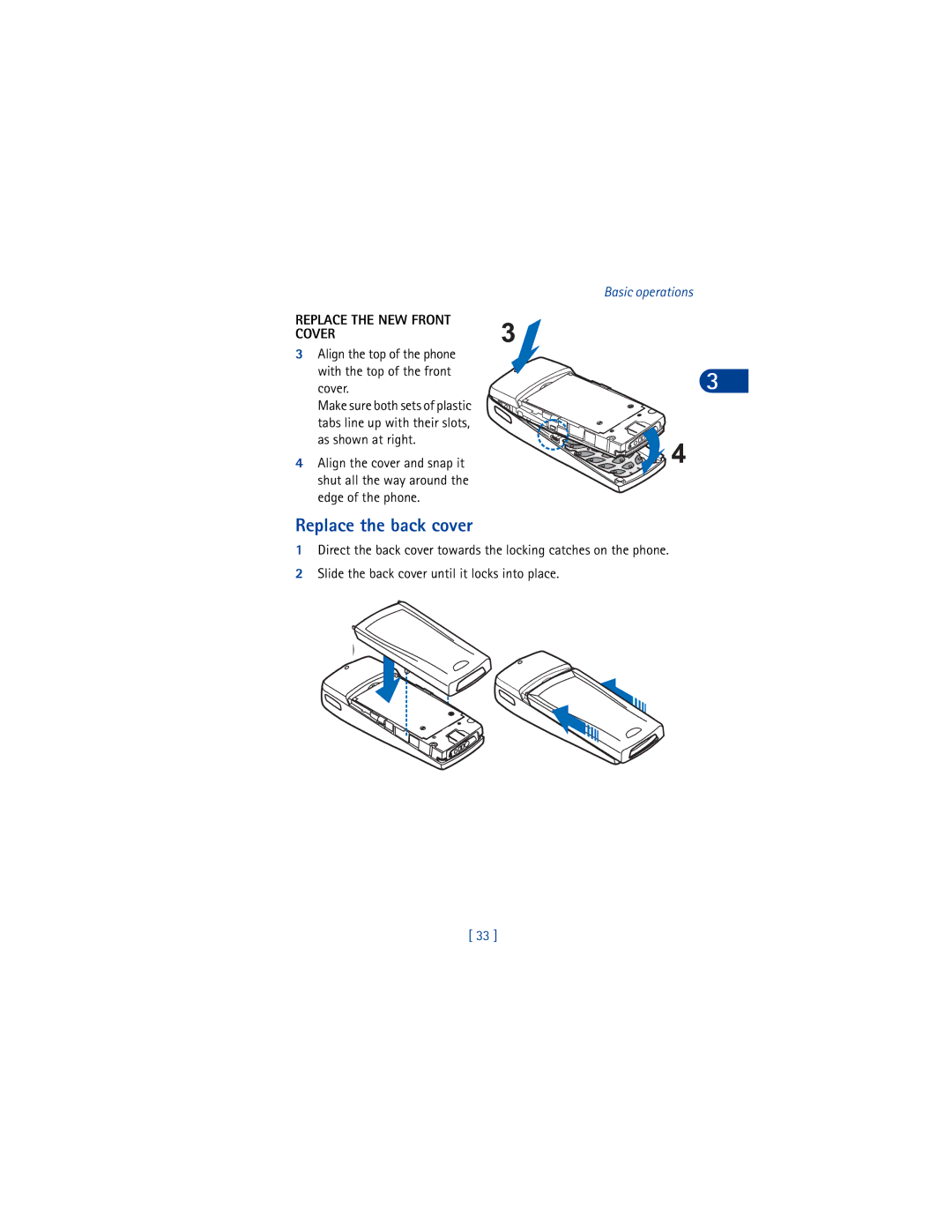 Nokia 6590 Replace the back cover, Replace the NEW Front Cover, Align the top of the phone With the top of the front Cover 