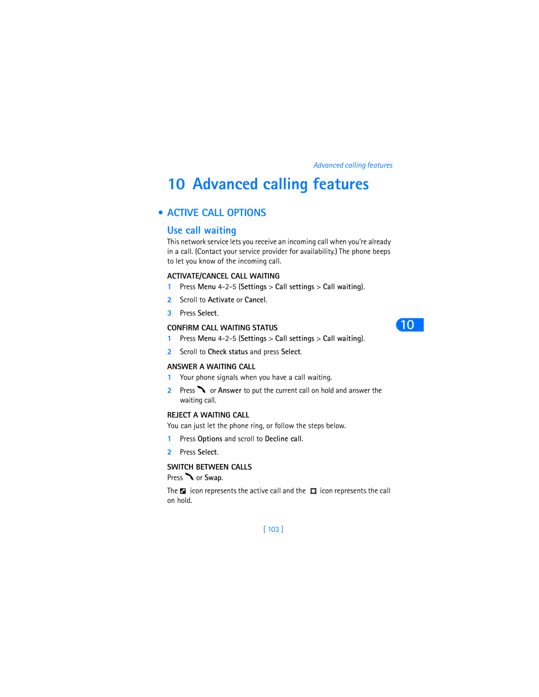 Nokia 6590i warranty Advanced calling features 