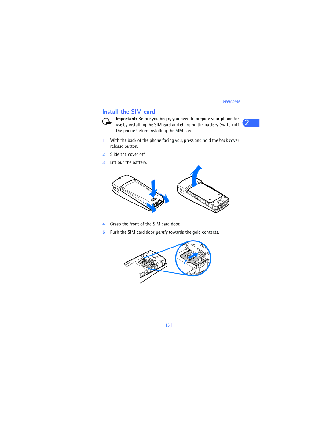 Nokia 6590i warranty Install the SIM card 