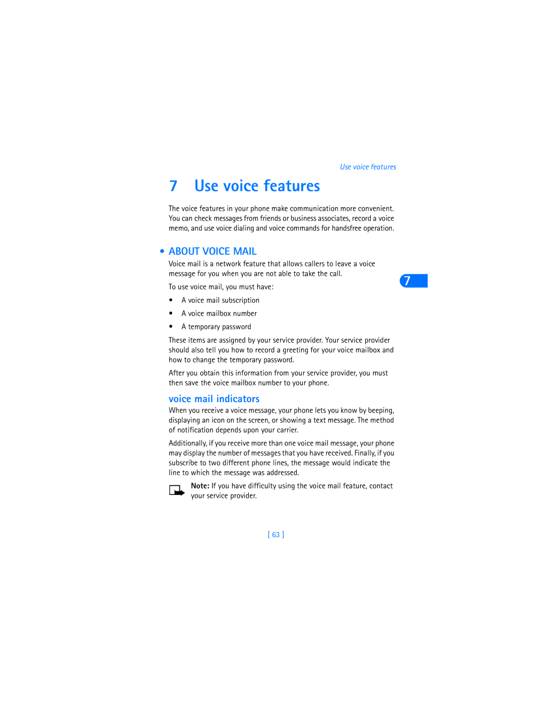 Nokia 6590i warranty Use voice features, About Voice Mail, Voice mail indicators 