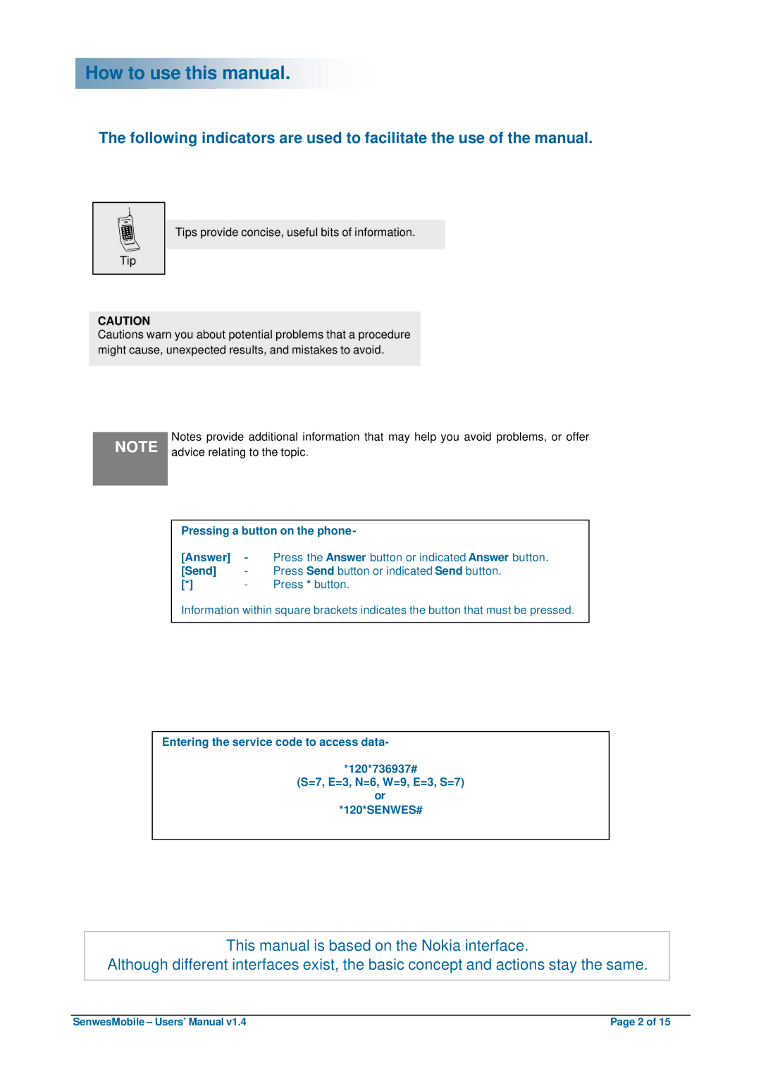 Nokia 6610 user manual How to use this manual, Pressing a button on the phone Answer 