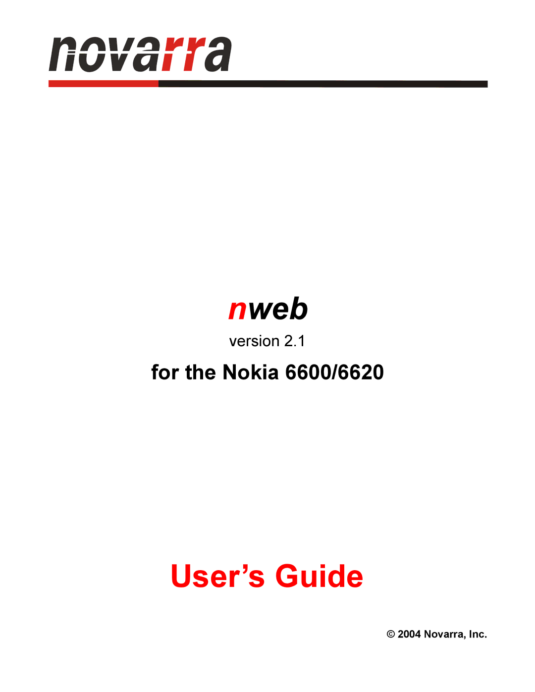 Nokia manual For the Nokia 6600/6620, Novarra, Inc 