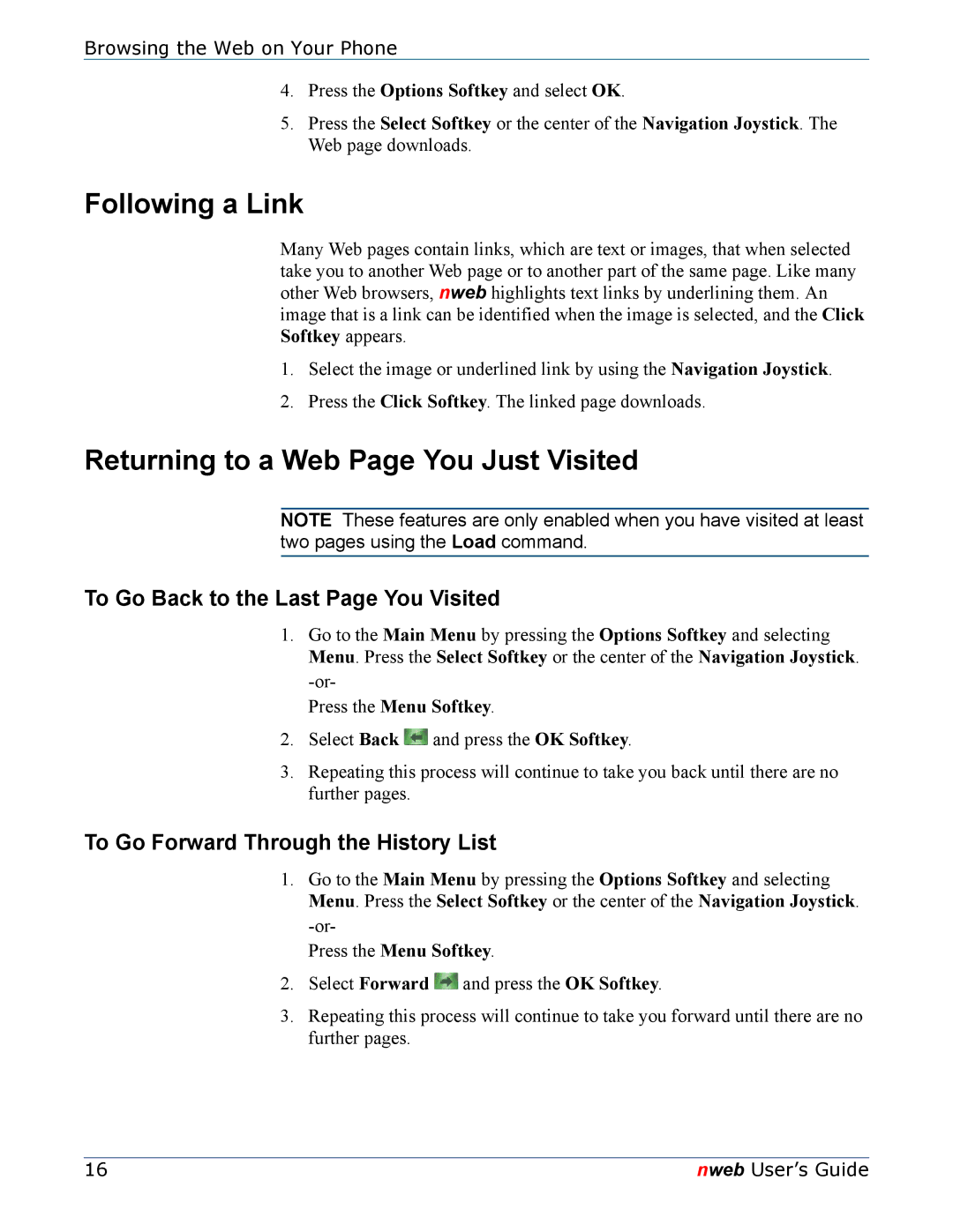 Nokia 6620 manual Following a Link, Returning to a Web Page You Just Visited, To Go Back to the Last Page You Visited 