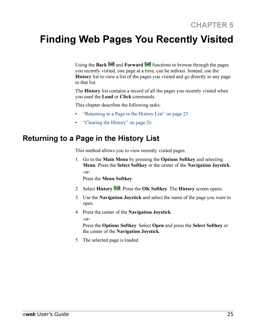 Nokia 6620 manual Finding Web Pages You Recently Visited, Returning to a Page in the History List 