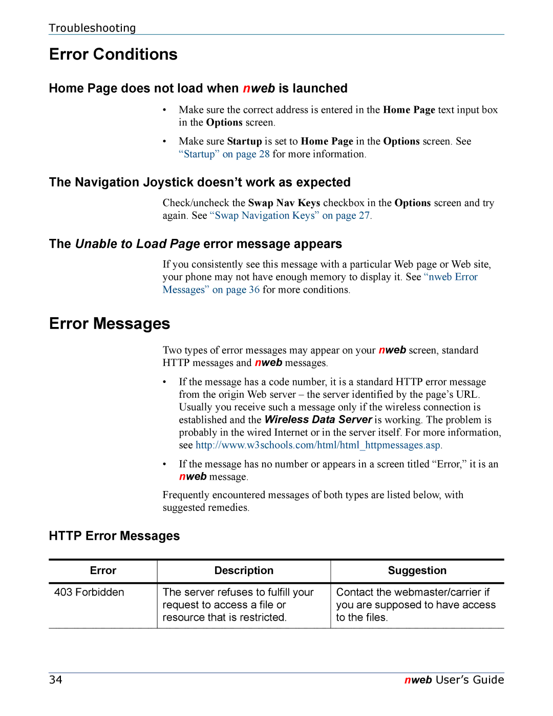 Nokia 6620 manual Error Conditions, Error Messages 