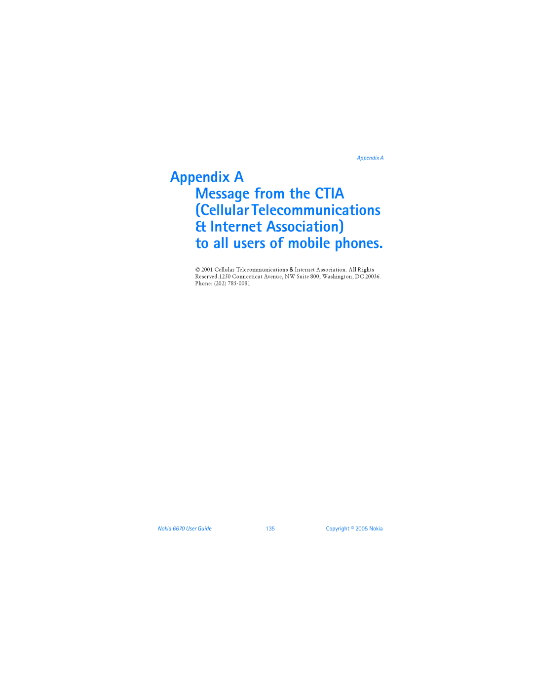 Nokia manual Appendix a, Nokia 6670 User Guide 135 