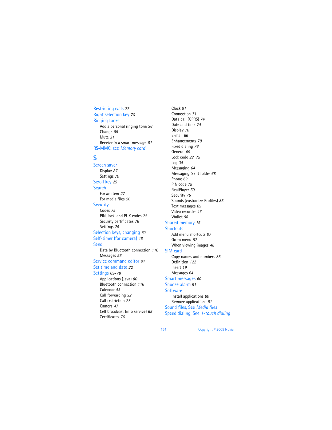 Nokia 6670 manual Display Settings, For an item For media files, Data by Bluetooth connection 116 Messages 