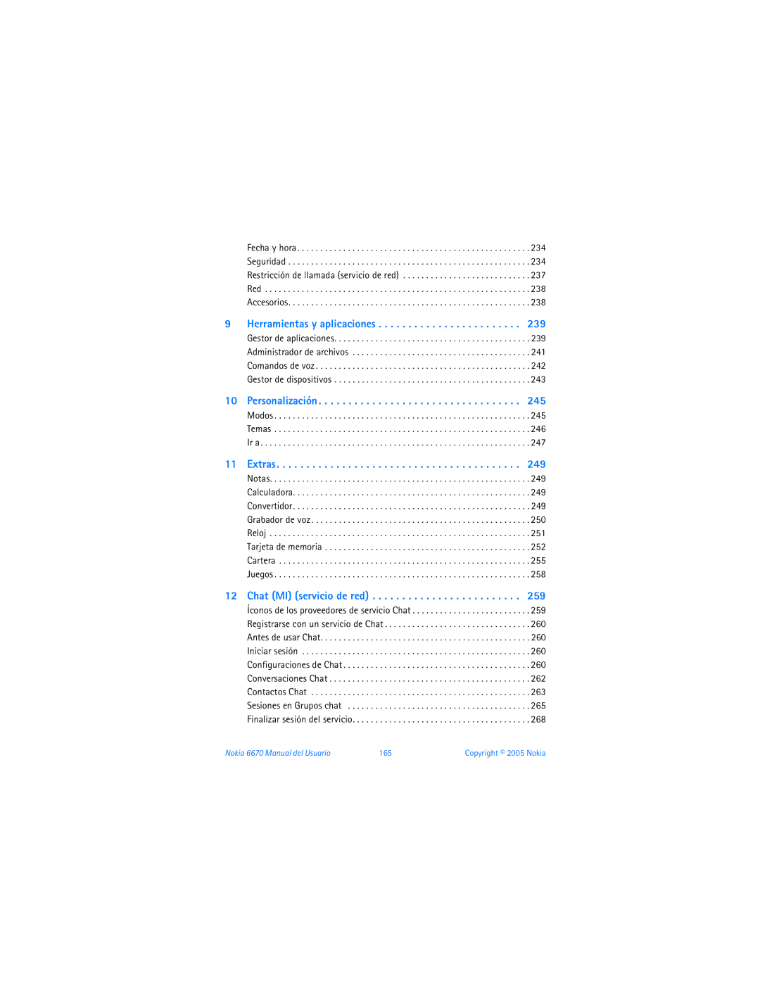 Nokia manual Chat MI servicio de red, Nokia 6670 Manual del Usuario 165 