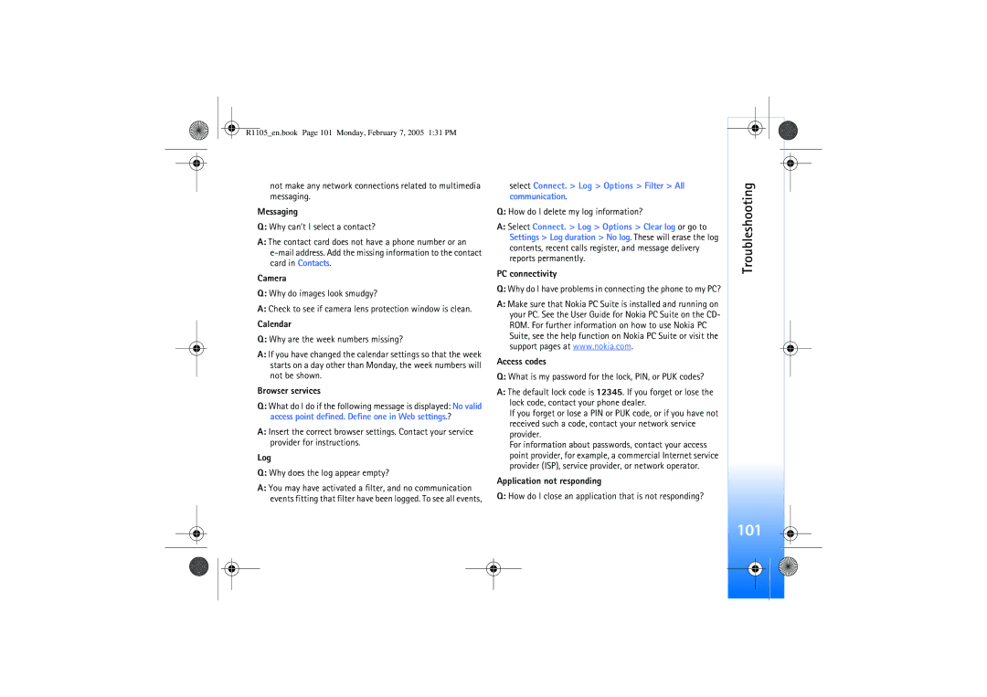 Nokia 6680 manual Select Connect. Log Options Filter All communication 