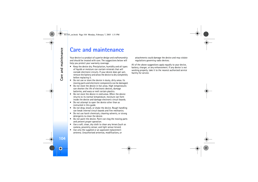 Nokia 6680 manual Care and maintenance 