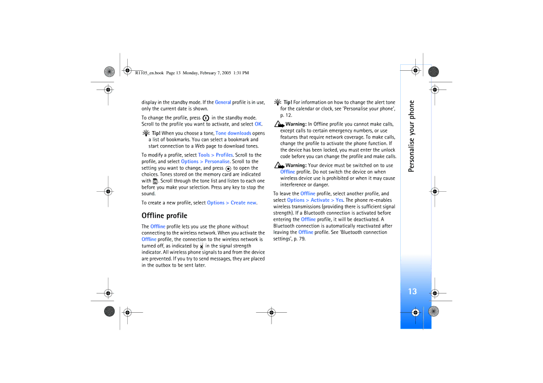 Nokia 6680 manual Offline profile 