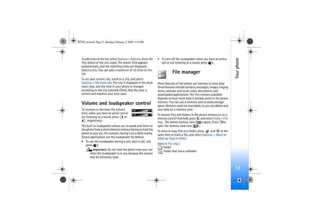 Nokia 6680 manual File manager, Are listening to a sound, press or , respectively 