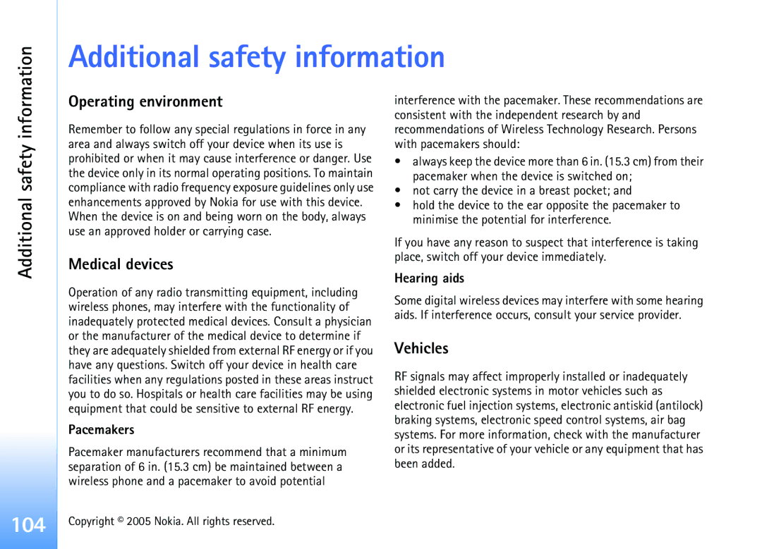 Nokia 6681 manual Additional safety information 