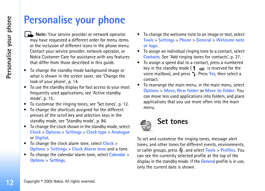 Nokia 6681 manual Set tones, Personalise your phone, Voice mailbox, and press 