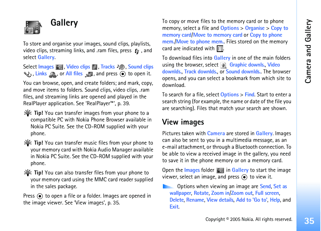 Nokia 6681 manual View images, Open the Images folder in Gallery to start the image 