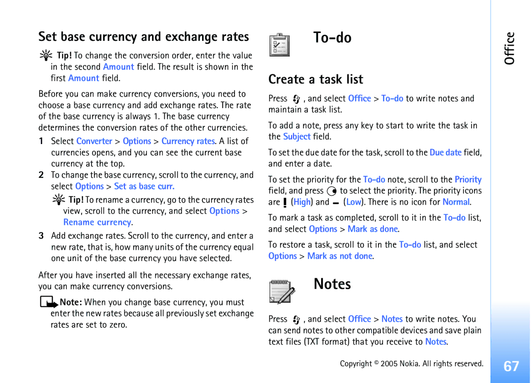 Nokia 6681 manual To-do, Create a task list 