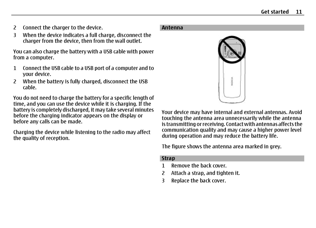 Nokia 6700 manual Antenna, Strap 