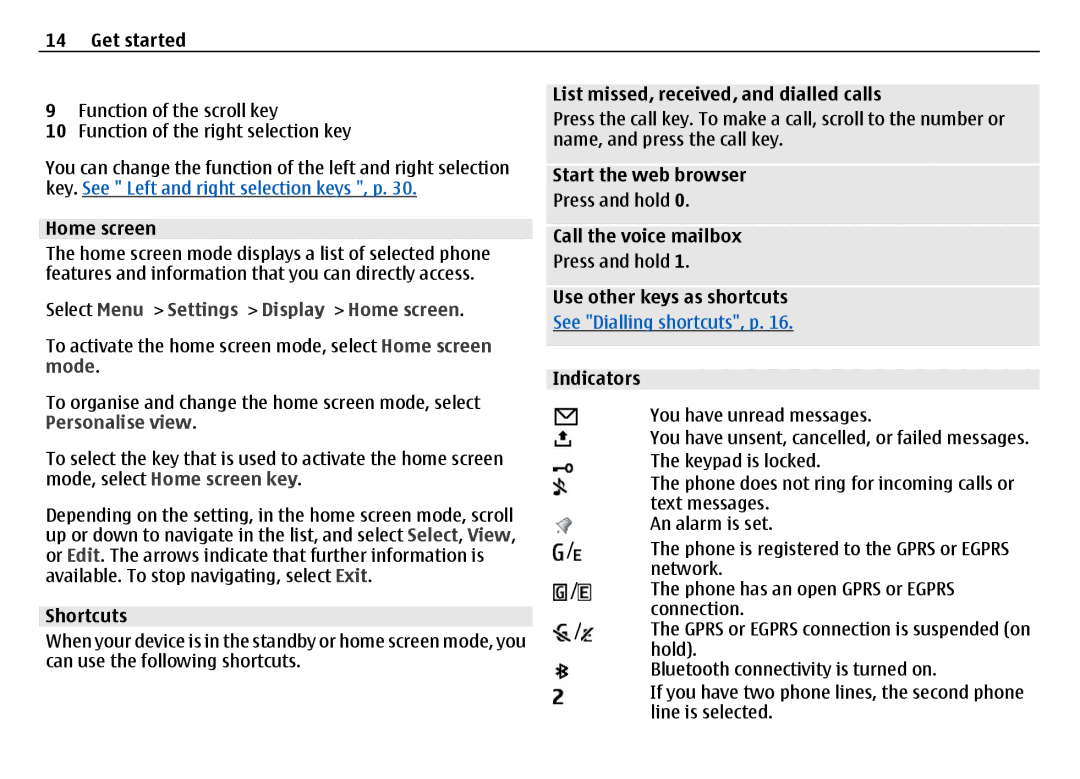 Nokia 6700 manual Select Menu Settings Display Home screen 