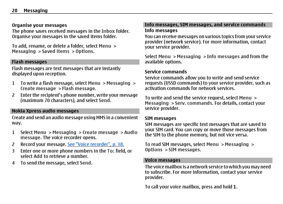 Nokia 6700 manual Create message Flash message 