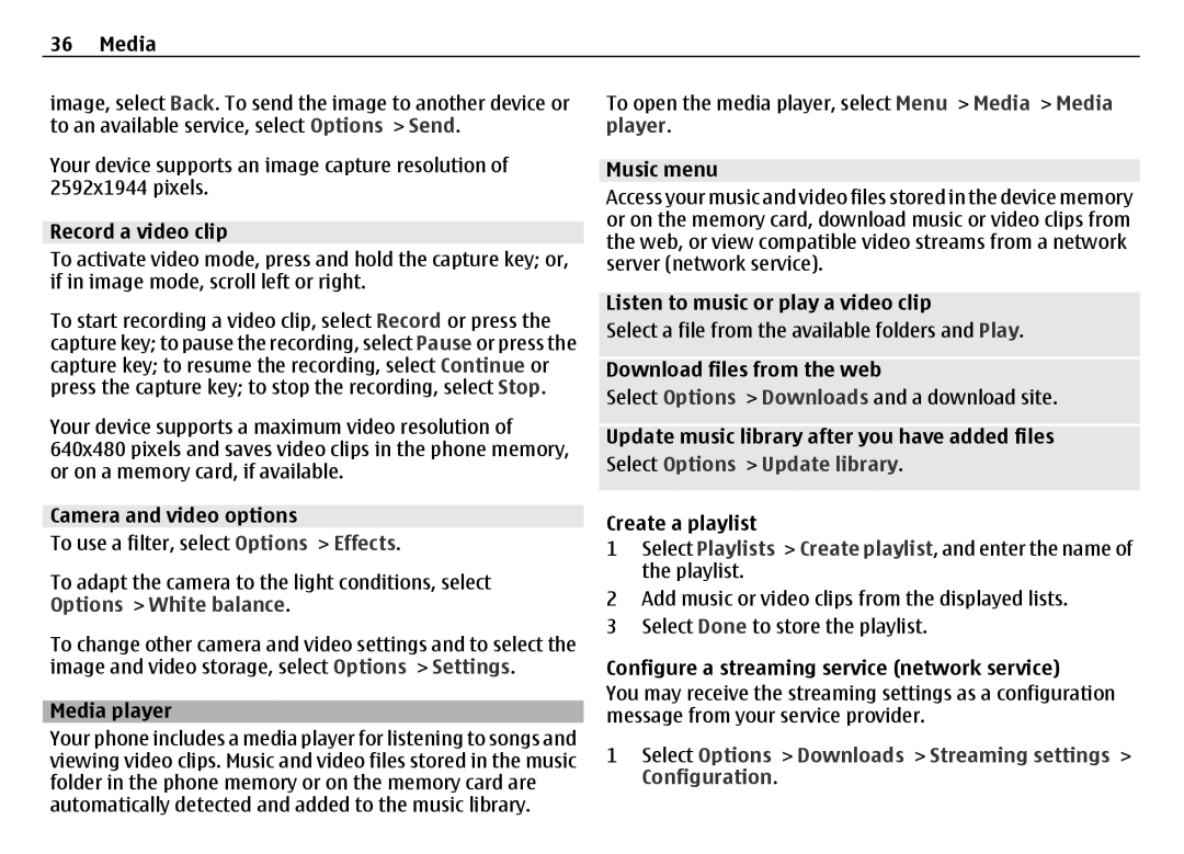 Nokia 6700 manual Select Options Downloads Streaming settings Configuration 