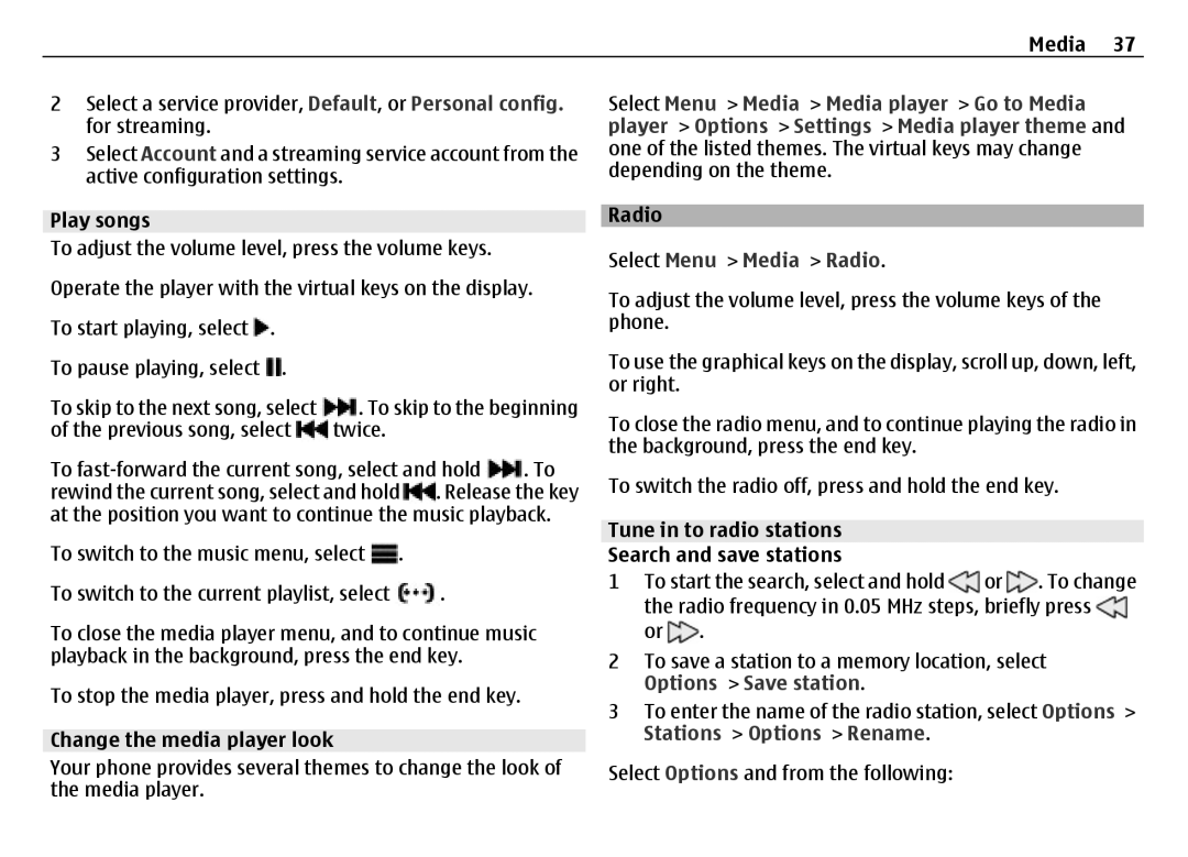 Nokia 6700 manual Select Menu Media Radio, Stations Options Rename 