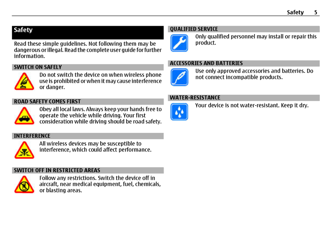 Nokia 6700 manual Safety 