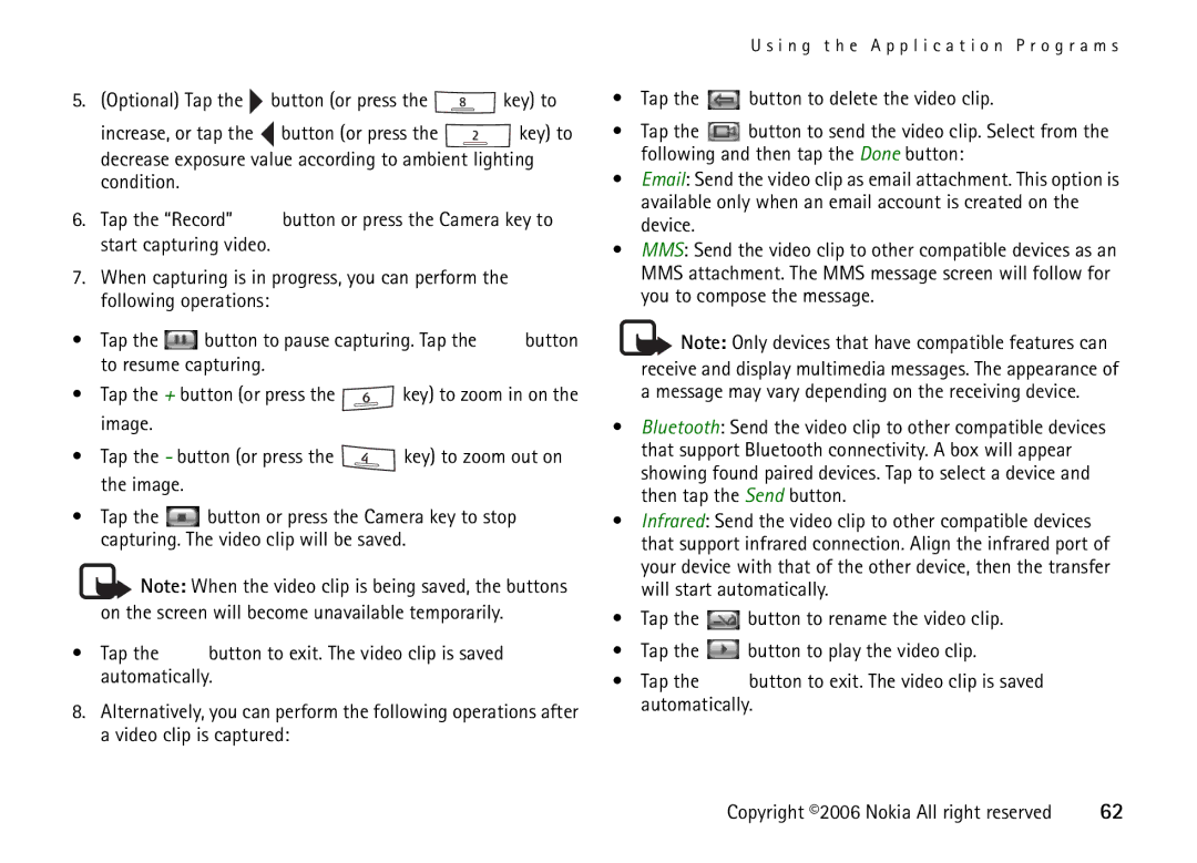 Nokia 6708 manual I n g t h e a p p l i c a t i o n P r o g r a m s 