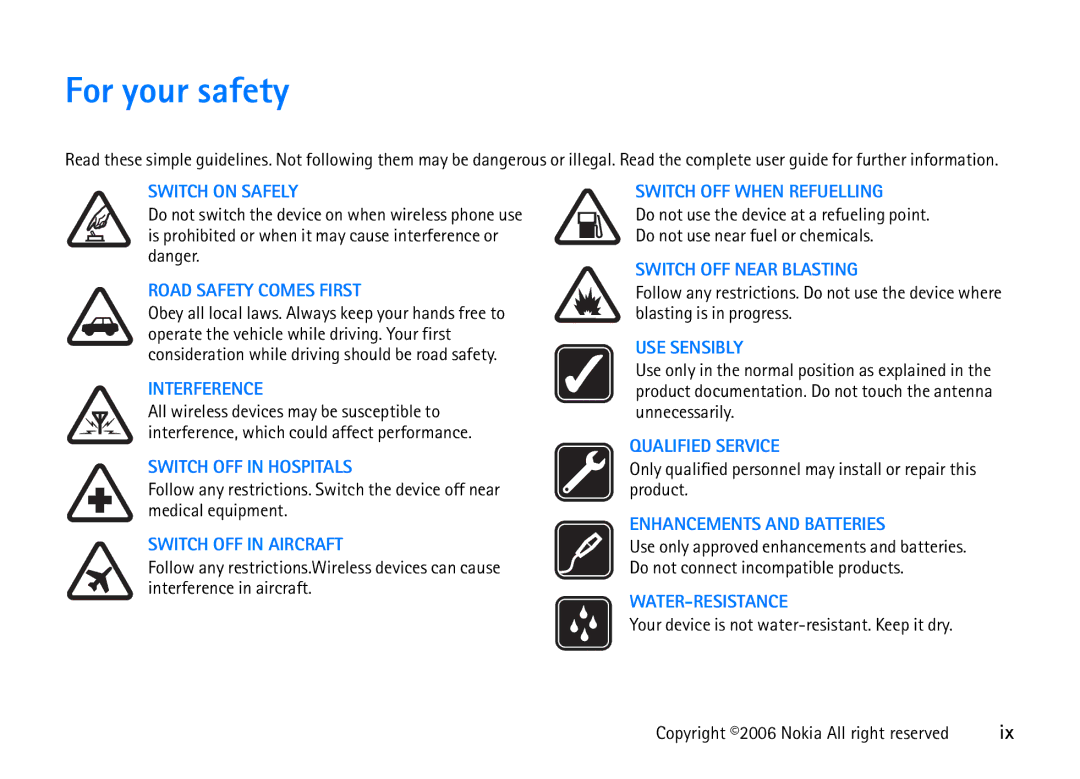 Nokia 6708 manual For your safety, Only qualified personnel may install or repair this product 