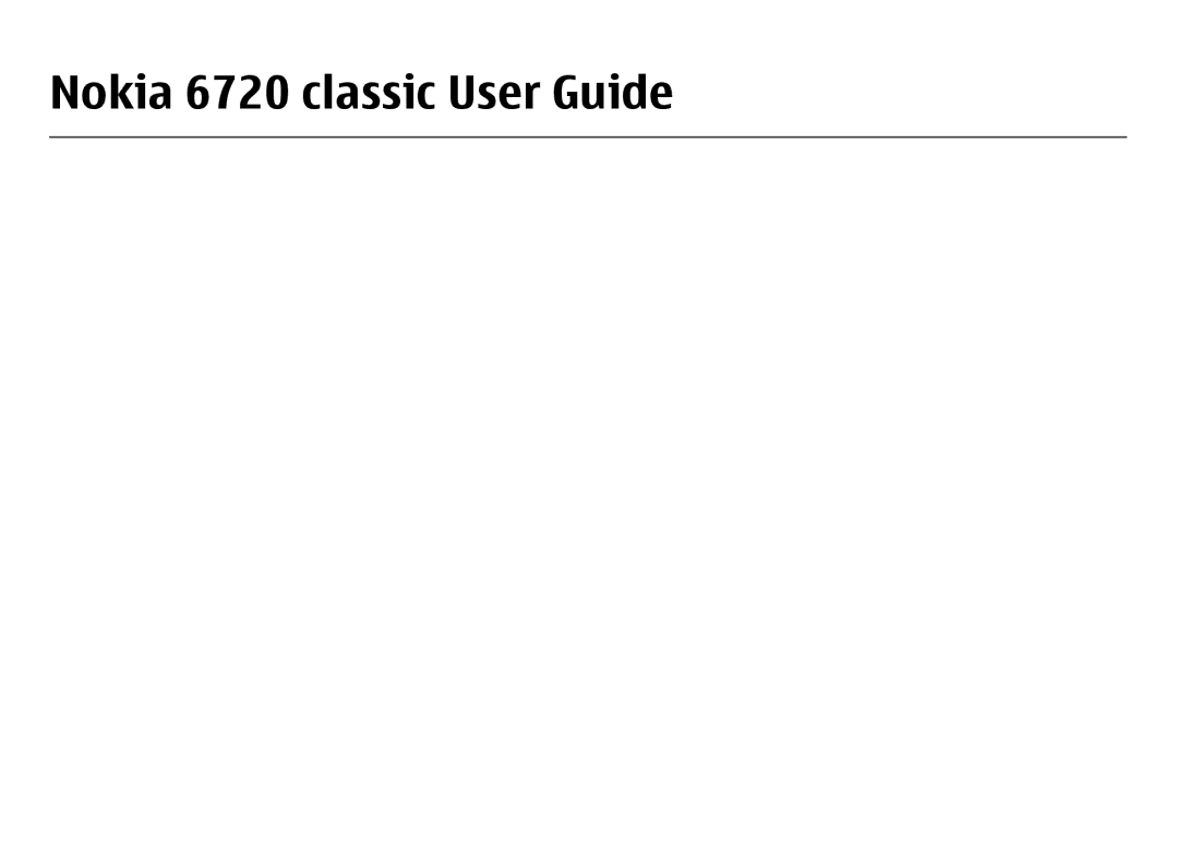 Nokia manual Nokia 6720 classic User Guide 