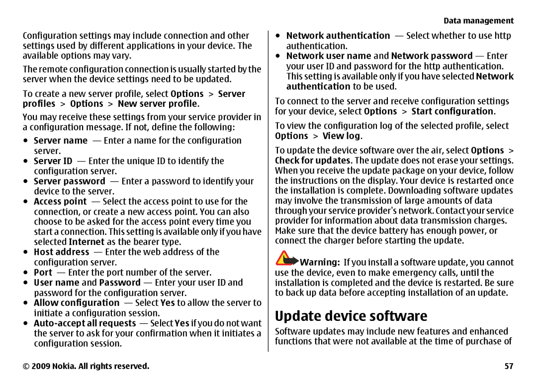 Nokia 6720 manual Update device software 