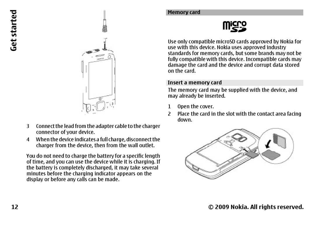 Nokia 6788 manual Memory card 