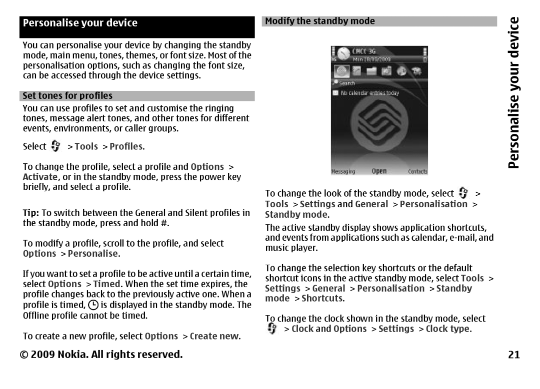 Nokia 6788 manual Personalise your device 