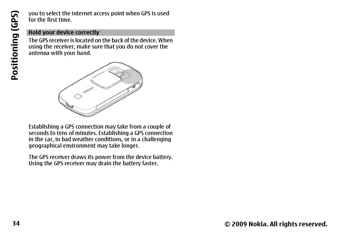 Nokia 6788 manual Positioning GPS 