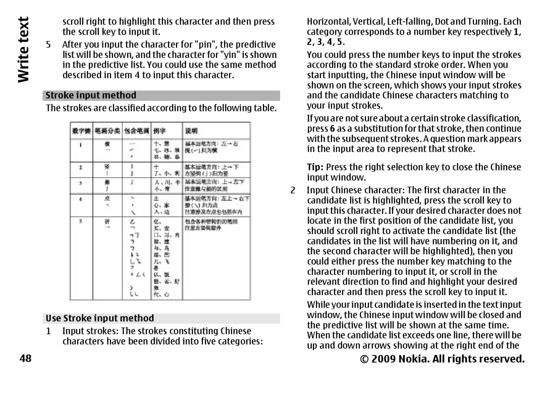 Nokia 6788 manual Use Stroke input method 