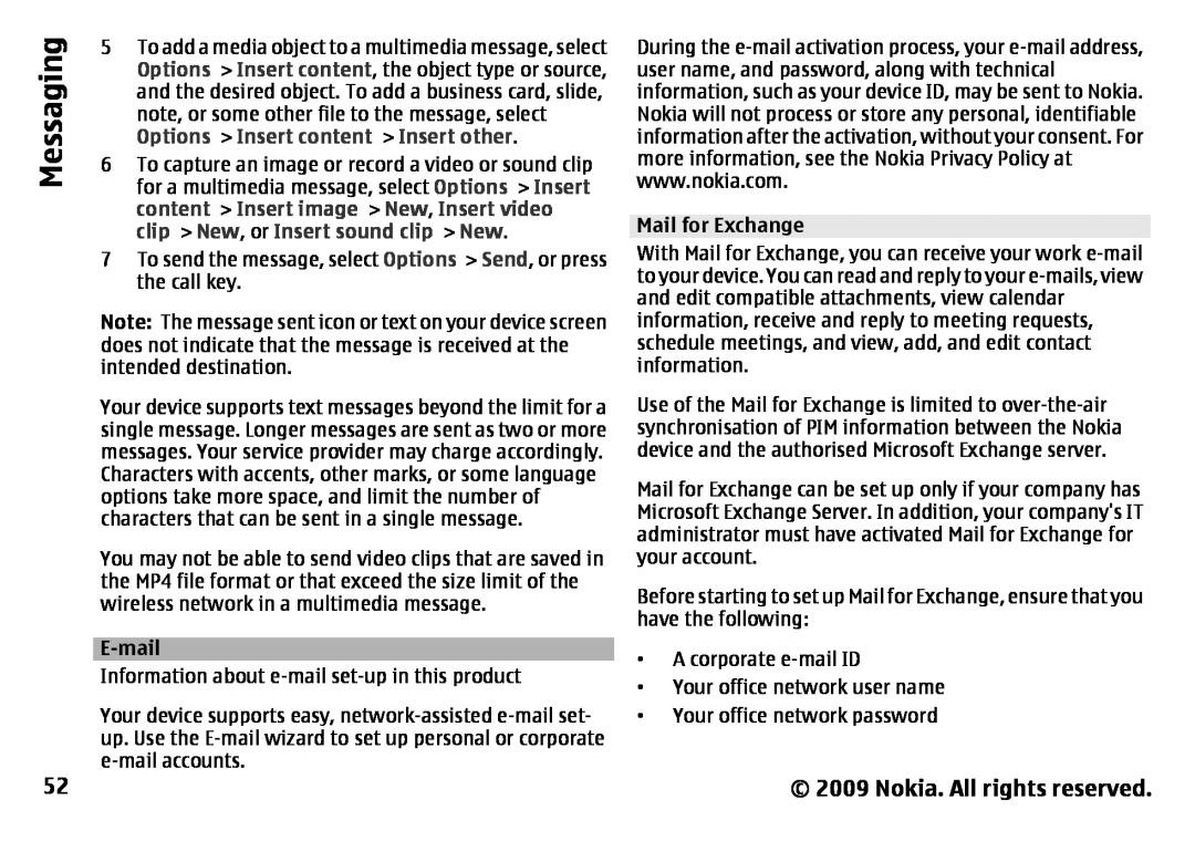 Nokia 6788 manual Messaging, Nokia. All rights reserved, To send the message, select Options Send, or press the call key 