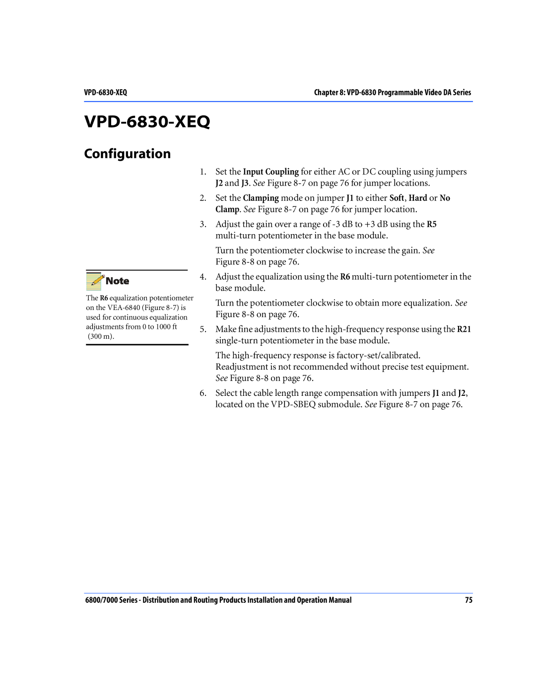 Nokia 6800 Series, 7000 Series operation manual VPD-6830-XEQ 