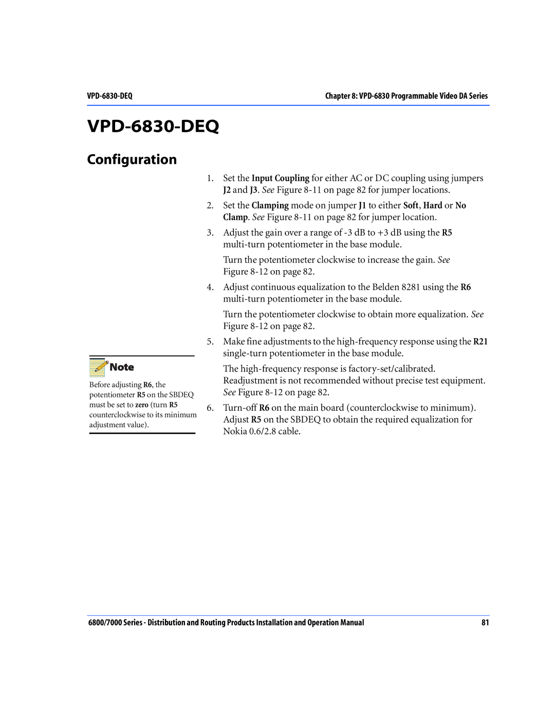 Nokia 6800 Series, 7000 Series operation manual VPD-6830-DEQ 