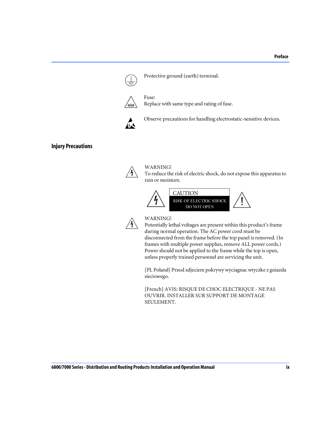 Nokia 6800 Series, 7000 Series operation manual Injury Precautions 