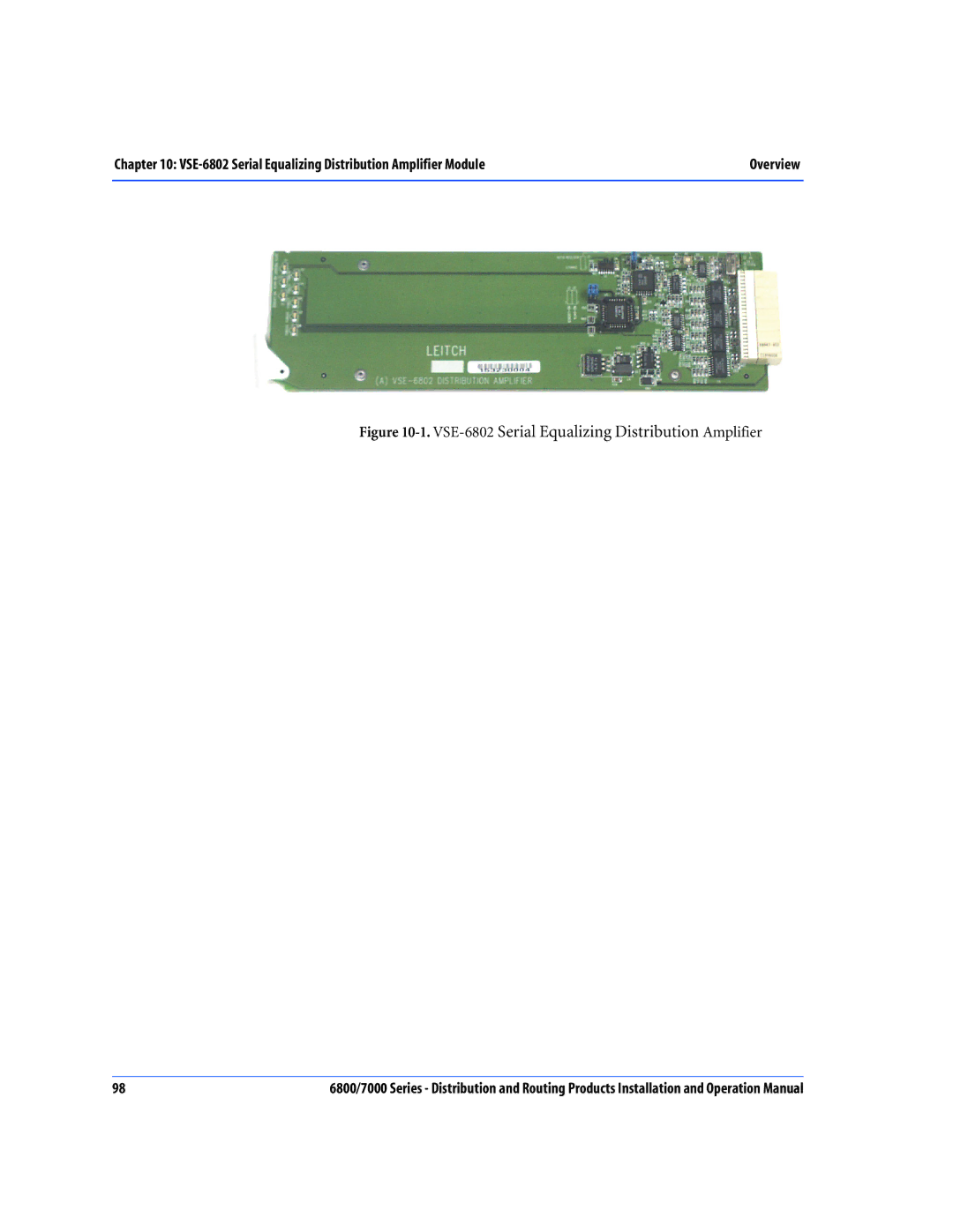 Nokia 7000 Series, 6800 Series operation manual VSE-6802 Serial Equalizing Distribution Amplifier Module 