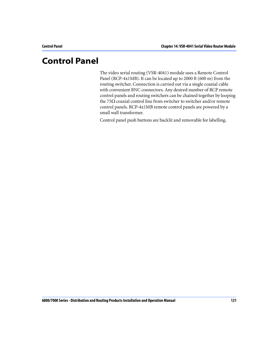 Nokia 6800 Series, 7000 Series operation manual Control Panel 