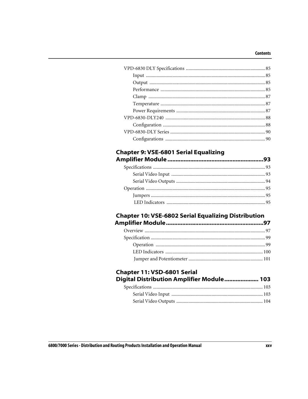 Nokia 6800 Series, 7000 Series VSE-6801 Serial Equalizing Amplifier Module, VSE-6802 Serial Equalizing Distribution 